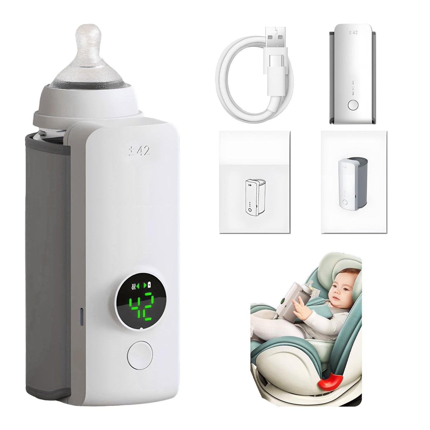 Portable Wireless Baby Bottle Warmer USB Rechargeable